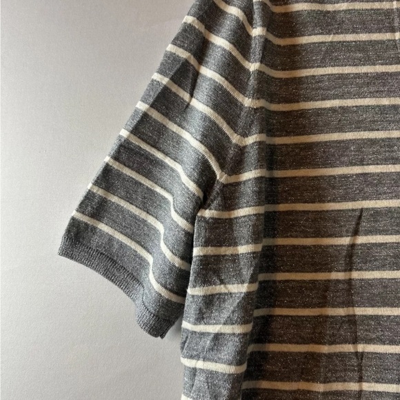 TALBOTS STRIPED BUTTON DOWN KNIT TOP SHORT SLEEVES BRIGHT SIZE 3X - Picture 3 of 6